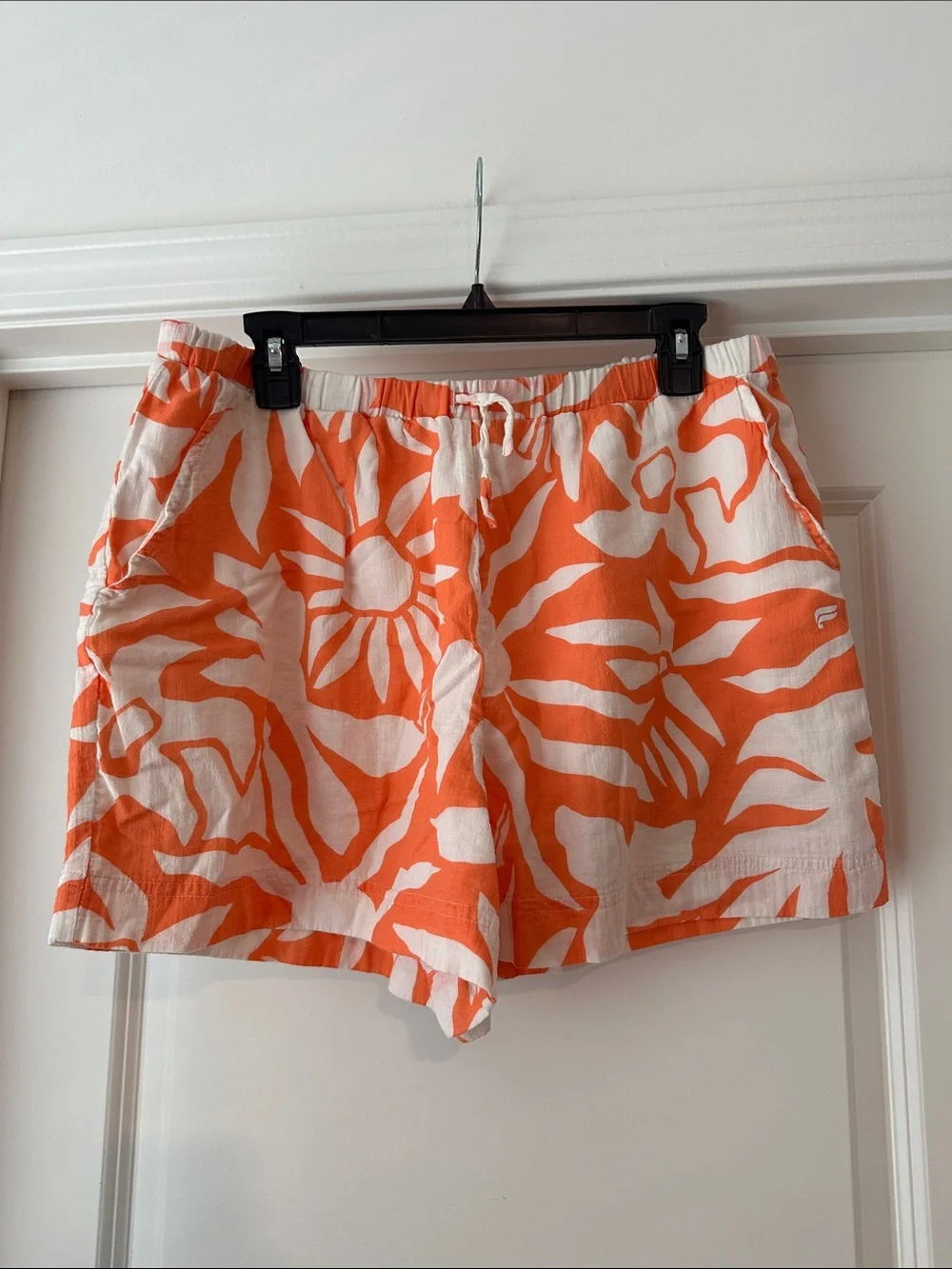 Fabletics Orange and White Floral Print Bermuda Shorts